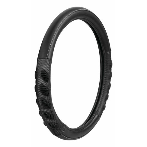 Husa volan imitatie piele Spa - M - Ø 37/39cm - Negru/Gri